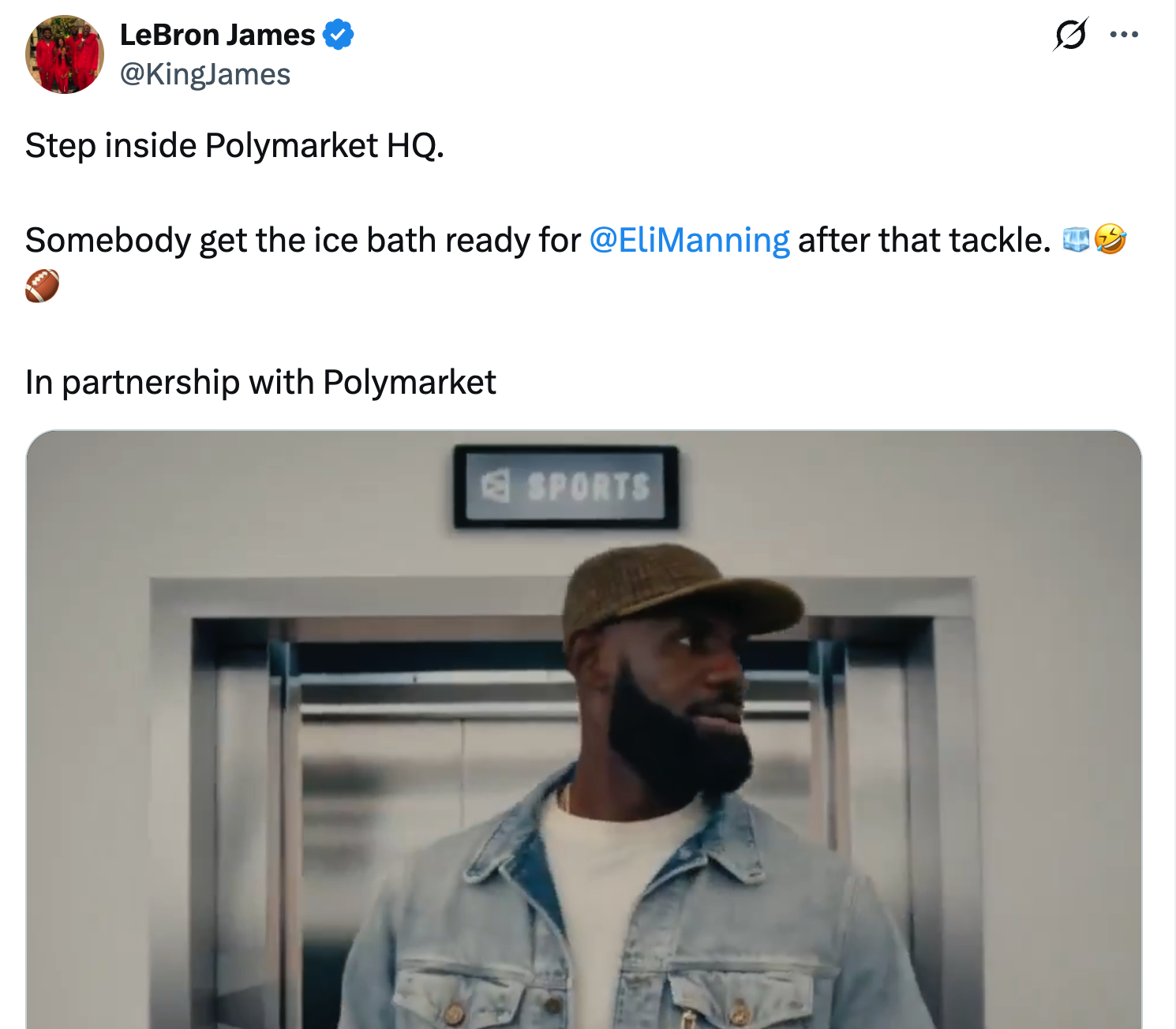 詹姆斯宣佈與Polymarket建立商業合作關係